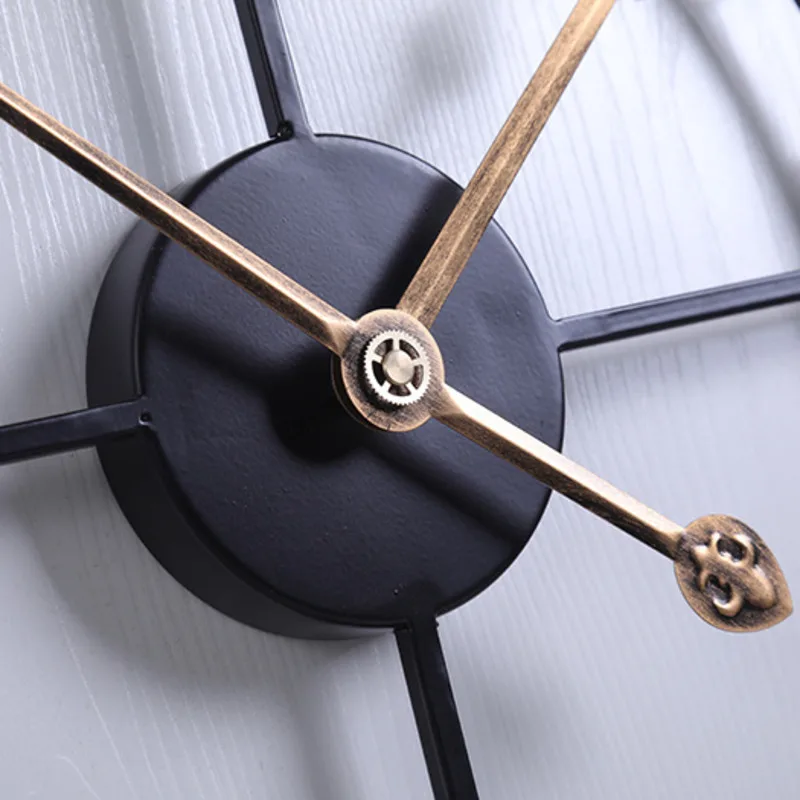 Orologio da Parete Vintage 60 cm - Grande Metallo Rotondo con Decorazioni Romane per Soggiorno - immagine 3