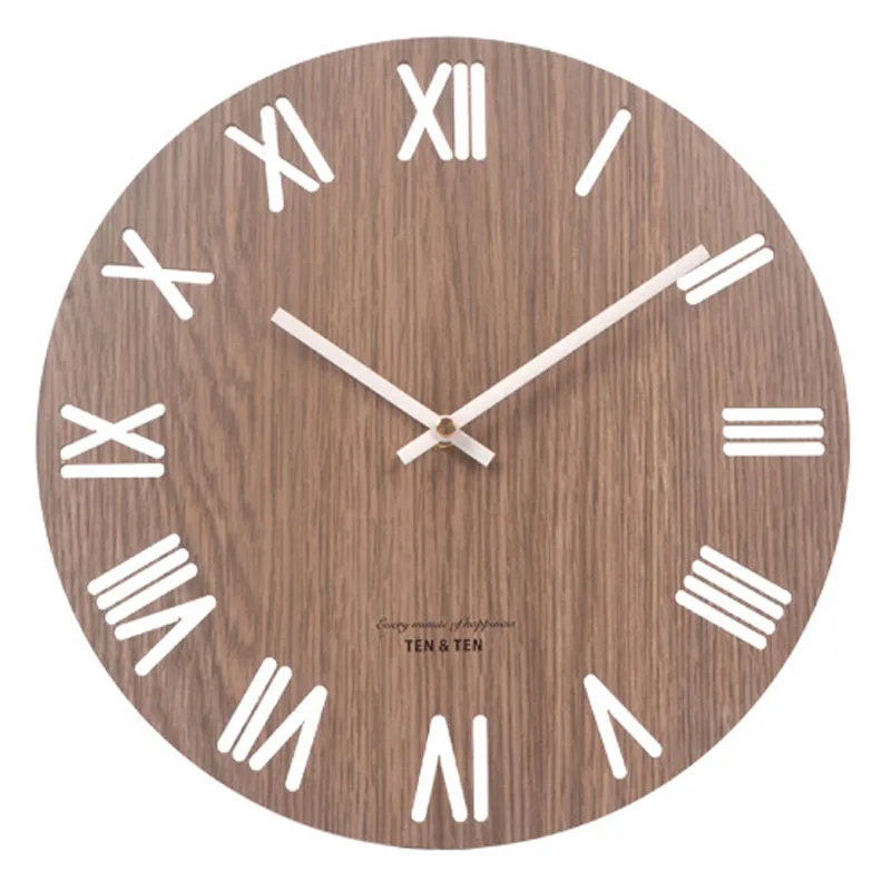 Orologio da Parete in Legno con Numeri Romani - Design 3D Moderno e Vintage per Cucina e Casa - immagine 4