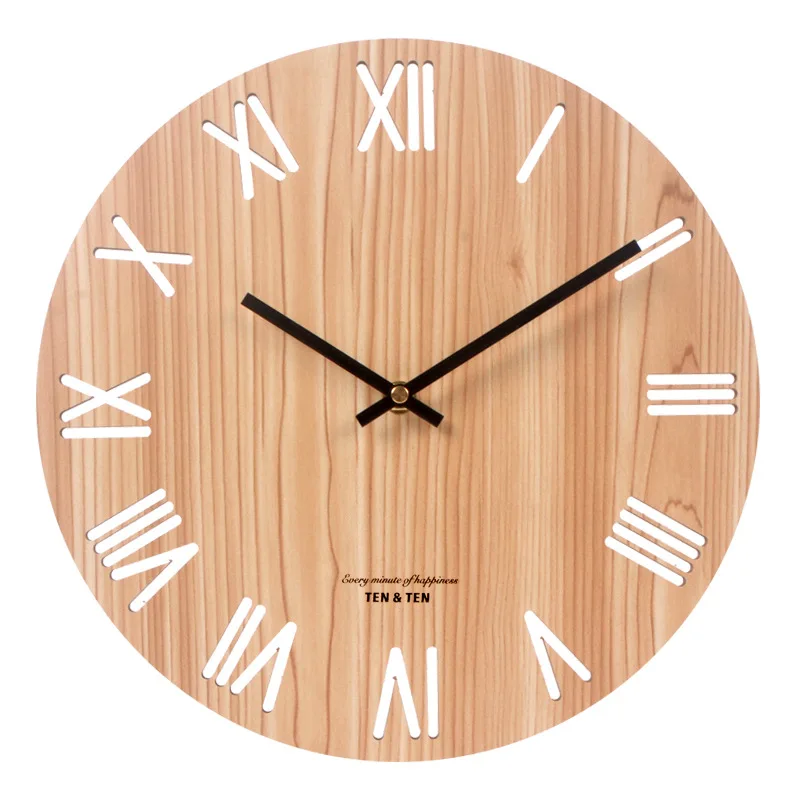 Orologio da Parete in Legno con Numeri Romani - Design 3D Moderno e Vintage per Cucina e Casa - immagine 5