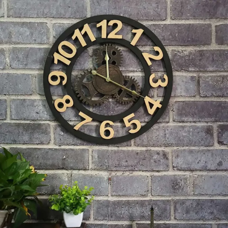 Orologi da Parete Grandi Dimensioni Vintage - Silenziosi e 3D per il Soggiorno - immagine 3