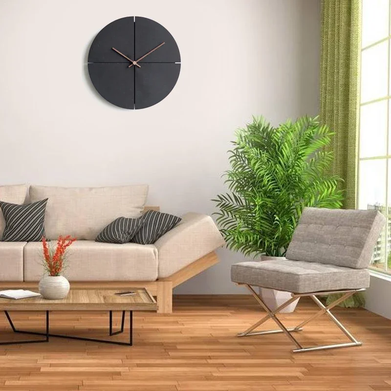 Orologio da Parete Nero Moderno - Design Nordic Minimalista per Soggiorno e Cucina - immagine 3