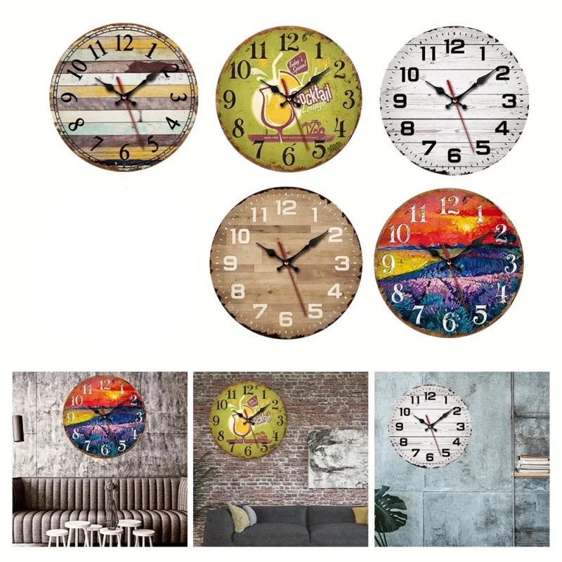 Orologio da Parete in Legno Vintage - Elegante e Minimalista, Design Retro in MDF - immagine 5