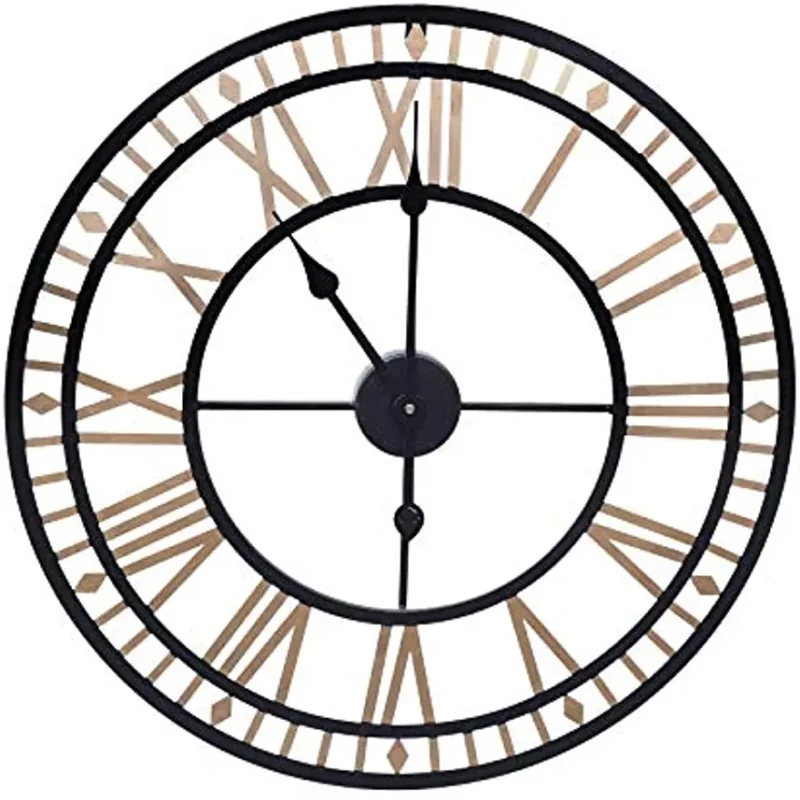 Orologio da Parete Grande 80 cm - Vintage con Numeri Romani e Decorazione in Metallo - immagine 5