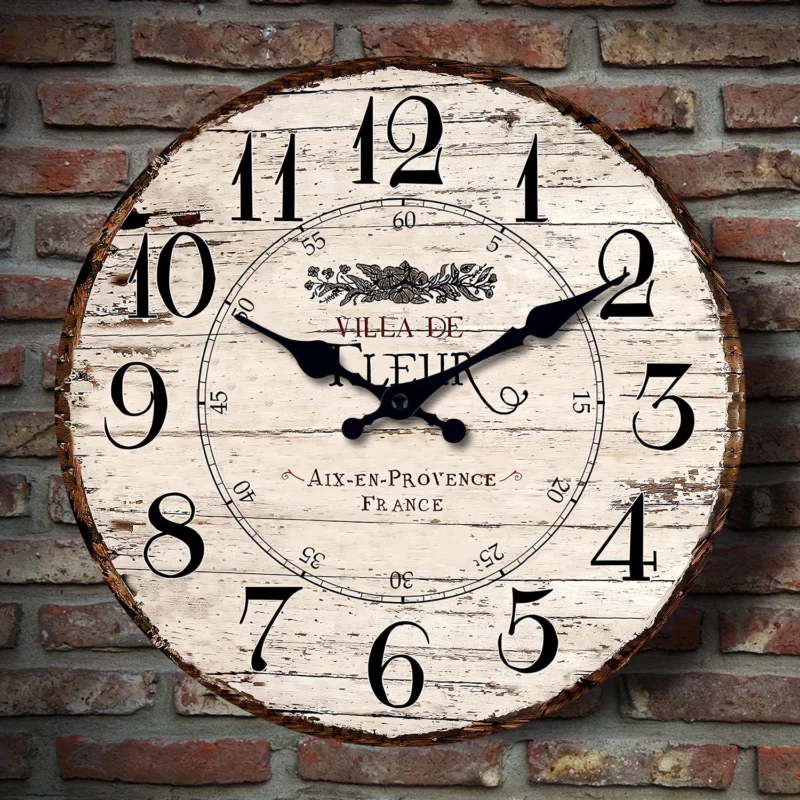 Orologio da Parete in Legno Rustico - Silenzioso e Vintage, Senza Ticchettio per Cucina - immagine 2