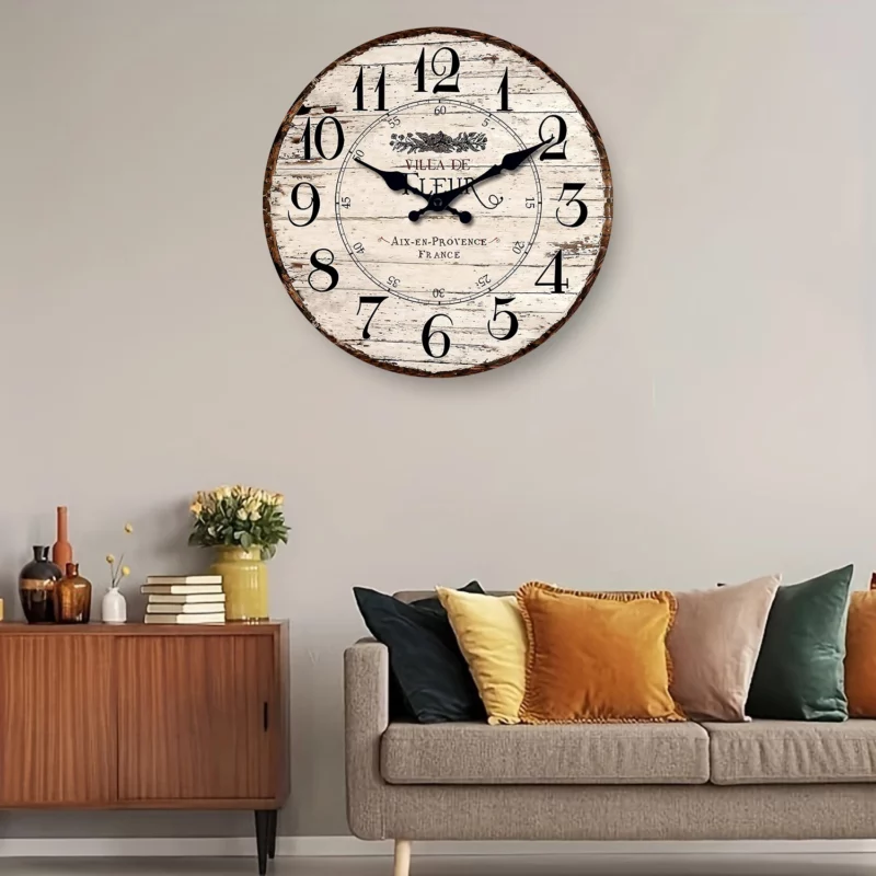 Orologio da Parete in Legno Rustico - Silenzioso e Vintage, Senza Ticchettio per Cucina - immagine 3